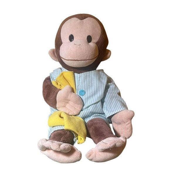 Curious George Blue & White Pajamas  & Yellow Blanket Stuffed Animal Toy Collect - Picture 1 of 5